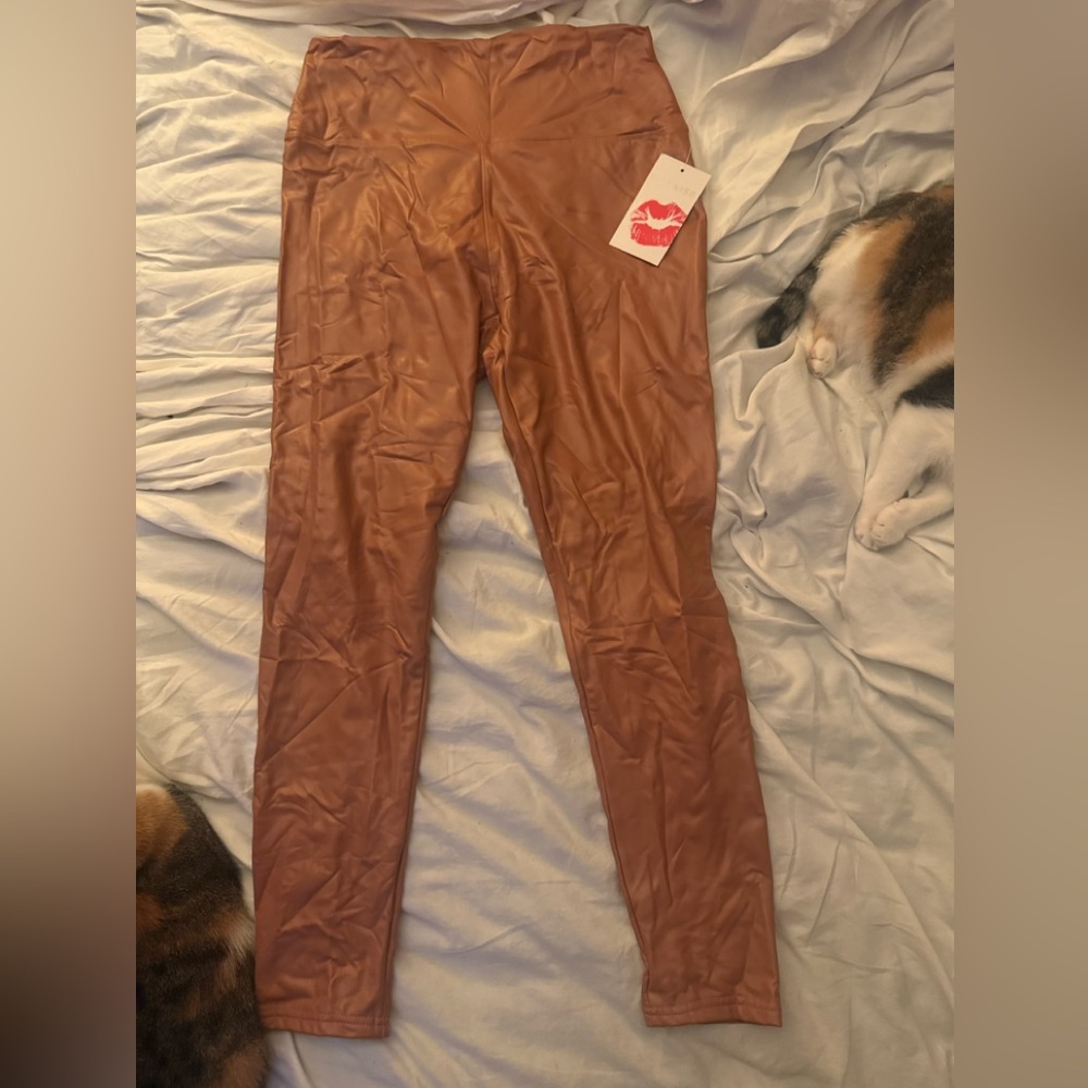 Hot Kiss Tan Faux Leather Pants